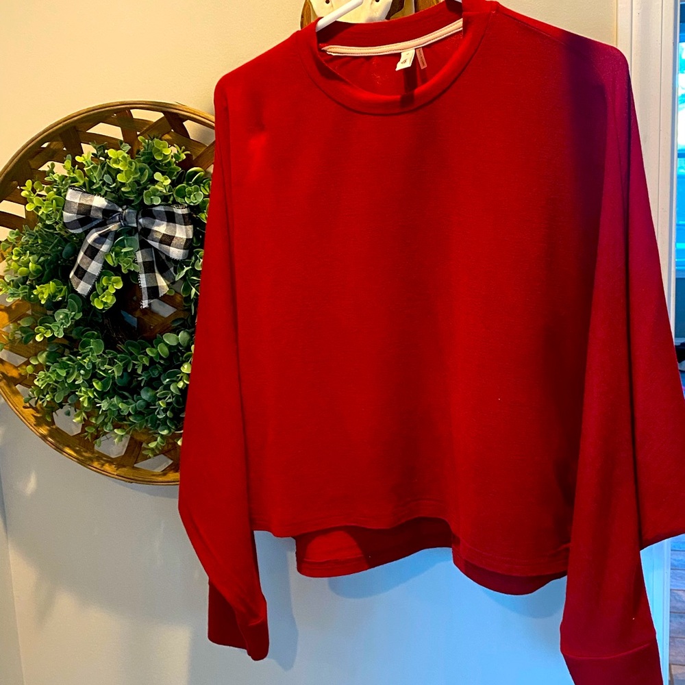 Red Crop long sleeve top. Size M Great condition smoke pet free